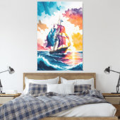 Zeilschip Zee schilderij Canvas Afdruk (Insitu (Slaapkamer))