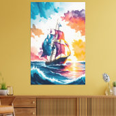Zeilschip Zee schilderij Canvas Afdruk (Insitu (Woonkamer))