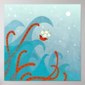 Zeilschip Zeemonster Poster (Voorkant)
