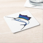 Zeilvis Vierkante Kartonnen Onderzetter (Schuin)