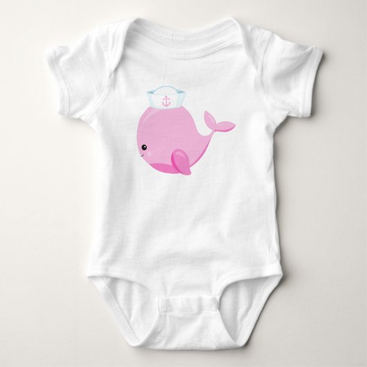 Zeilwalvis, walvis, kleine walvis, roze walvis romper (Voorkant)