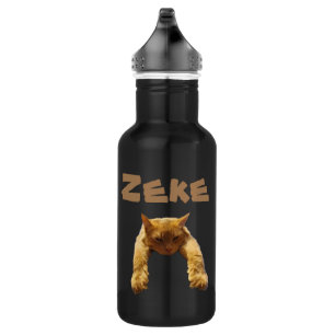 Zeke naam met Funny Lazy Cat, waterfles