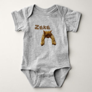 Zeke naam met grappige luie kat, baby body romper