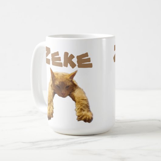 Zeke Nom Avec Drôle Chat Lazy, Café Mug (Devant gauche)