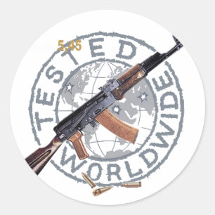 ZELDEN AK-47 RUSSISCH LEGER KALASJNIKOV PISTOOL RONDE STICKER