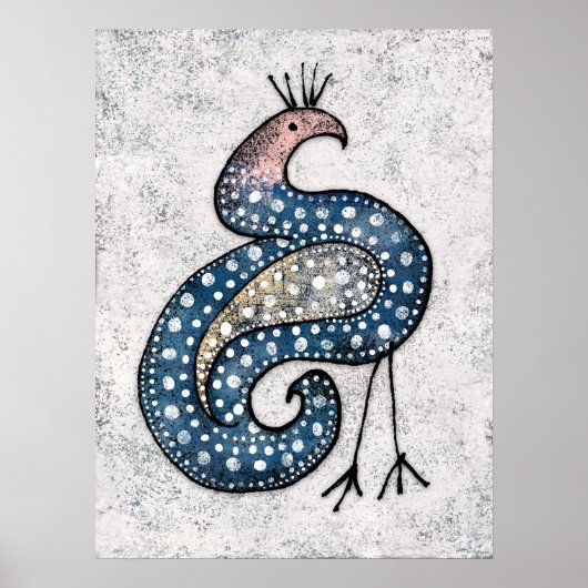 Zelden gekruide Paisley Bird Poster Wall Art (Voorkant)