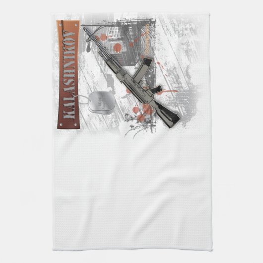 ZELDZAME AK-47 RUSSISCHE ARMY KALASHNIKOV PISTOOL  THEEDOEK (Verticaal)