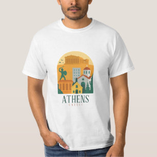 Zeldzame Athene Griekenland Parthenon Reis Souveni T-shirt