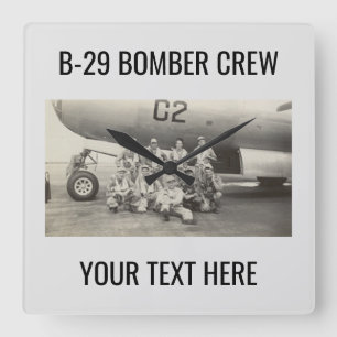 Zeldzame foto WWII B-29 bommenwerper bemanning wan Vierkante Klok