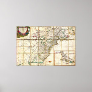 ZELDZAME Kaart voor koloniaal-Amerika van Rene Phe Canvas Afdruk