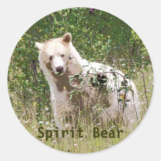 Zeldzame Kermode Spirit Beer, Wildlife Artwork Ronde Sticker (Voorkant)