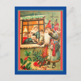 Zeldzame  kerstman, blauwe munt, rood Pet, bruine  Briefkaart