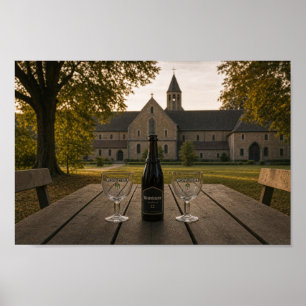 Zeldzame Poster van Belgische Abdijbrouwerij Scene