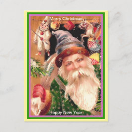 Zeldzame Santa Paarse Pet Groene Coat Brown Fur &  Briefkaart