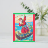 Zeldzame Santa Standing in Canoe, kopie van het P Briefkaart (Staand voorkant)
