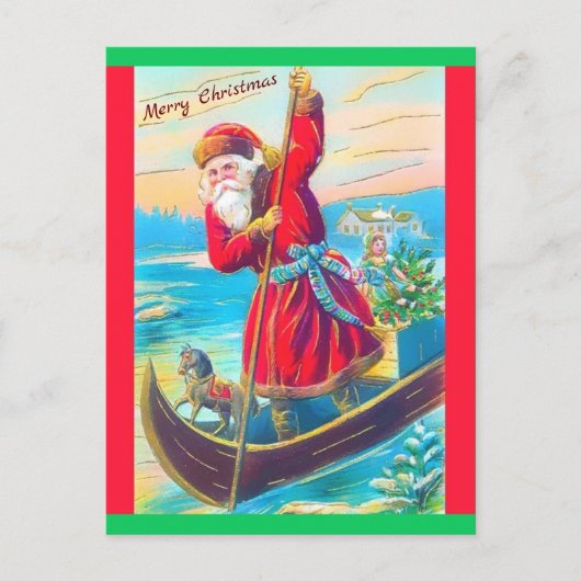 Zeldzame Santa Standing in Canoe, kopie van het P Briefkaart (Voorkant)