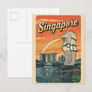 Zeldzame souvenirs met de Merlion-mascotte uit Sin Briefkaart
