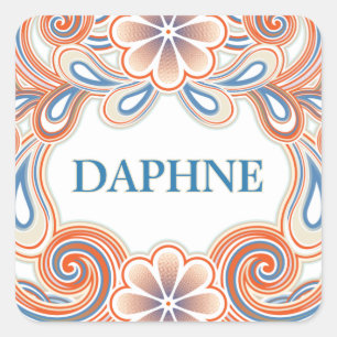 Zeldzame sticker met eigen naam en bloemen