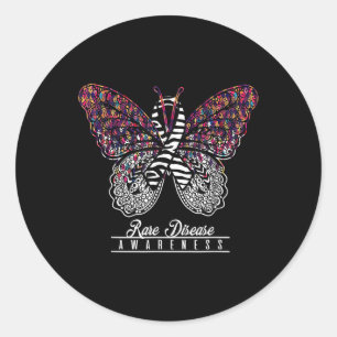Zeldzame Ziekte Bewustzijn Shirt Vlinder Liefhebbe Ronde Sticker