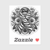 Zeldzame Ziekte Bewustzijnslint met Bloemen Sticker (Vel)