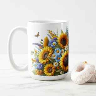 Zeldzame zonnebloem bloemstuk gepersonaliseerde mo koffiemok