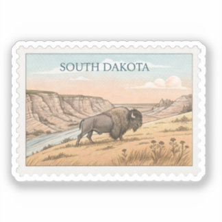 Zeldzame Zuid-Dakota Bizon Badlands Postzegel Sticker