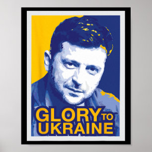 Zelensky Eer aan Oekraïne Slava Ukraini Oekraïens Poster