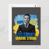 Zelensky Hope Hero Ukraine Strong Briefkaart (Voorkant / Achterkant)