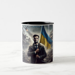 Zelenskyy Oekraïense vlag tweetonige Mok
