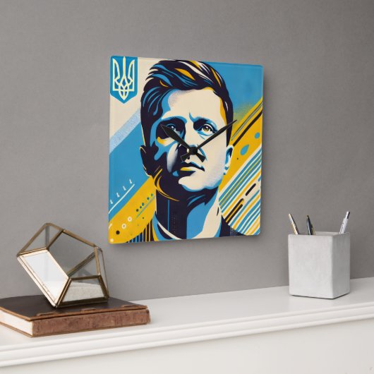 Zelenskyy Pop Art Wall Clock Vierkante Klok (Kantoor)