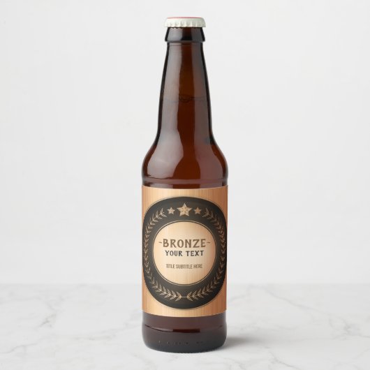 ZELF DRUKKEN DOE-HET-ZELF-MEDALJE Bronzen Kampioen Bier Etiket (Voorkant)