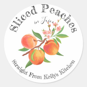 Zelf Ingeblikte Gesneden Perziken Voedingslabel Ronde Sticker