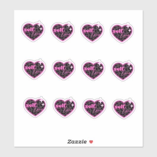 Zelf liefde hart, luipaard print sticker (Vel)