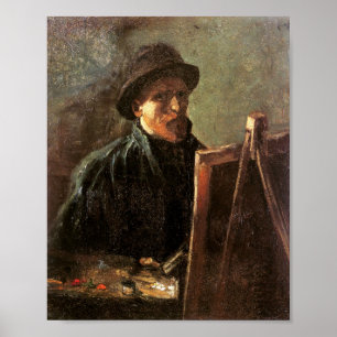Zelf-portret, Donker Pet, Easel Van Gogh Fine Art. Poster