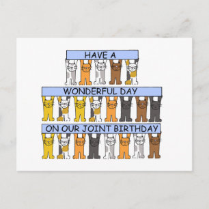 Zelfde dag gezamenlijke geboorte Cartoon katten Briefkaart