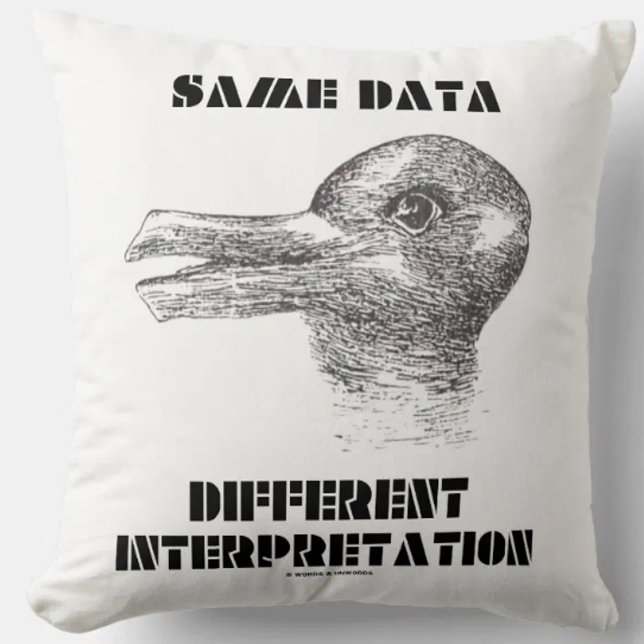 Zelfde Data Different Interpretation Duck Rabbit Kussen (Throw pillow featuring duck-rabbit optical illusion/gestalt phenomenon for any hypothesis tester!)