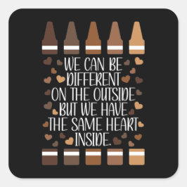 Zelfde hart in zwarte geschiedenis Maand leraar Vierkante Sticker