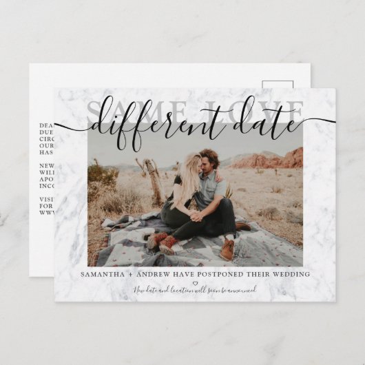 Zelfde liefde, andere datum marmeren typografie fo aankondigingskaart (Voorkant / Achterkant)