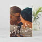 Zelfde Liefde Verschillende Datum Script Foto Brui Aankondiging (Staand voorkant)