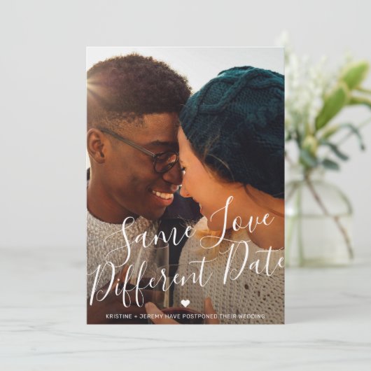 Zelfde Liefde Verschillende Datum Script Foto Brui Aankondiging (Staand voorkant)