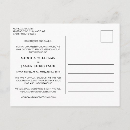 Zelfde liefdeskleiner verkleinde bruiloft Eenvoudi Aankondigingskaart (Achterkant)