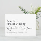 Zelfde liefdesuitnodiging voor kleinere bruiloft kaart (Staand voorkant)