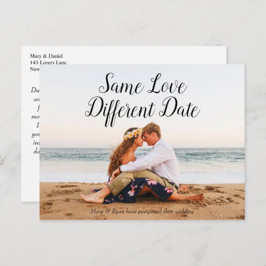 Zelfde liefdesverschil Datum huwelijk uitgesteld z Briefkaart (Voorkant / Achterkant)