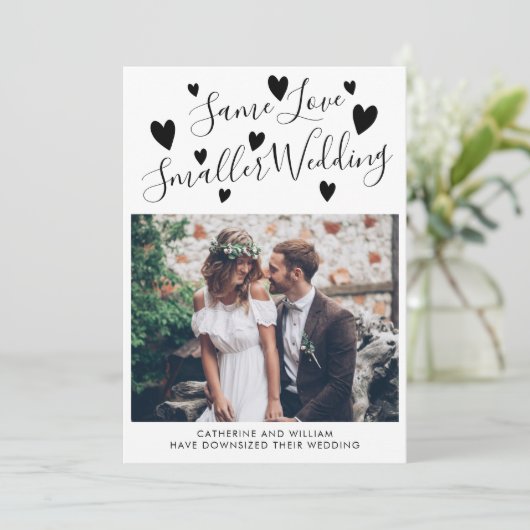Zelfde Love Smaller Weddenschap Downsiving Hearts  Aankondiging (Staand voorkant)