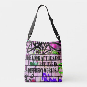 Zelfde maan Verschillende werelden kleurrijke graf Crossbody Tas