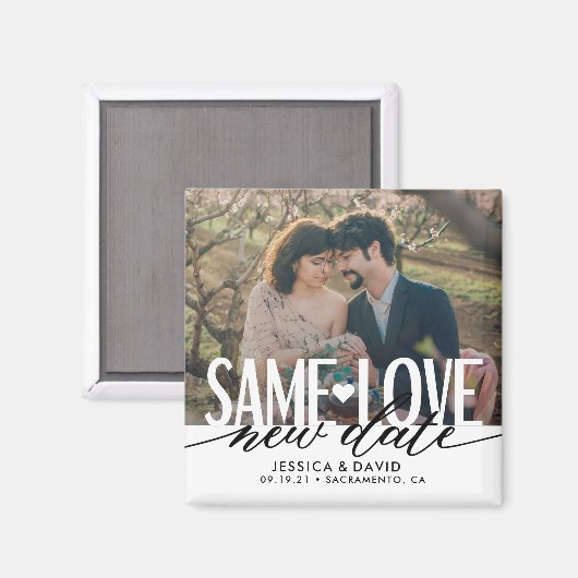 Zelfde nieuwe liefdesdatum bruiloft opslaan Datum Magneet (Voorkant / Achterkant)