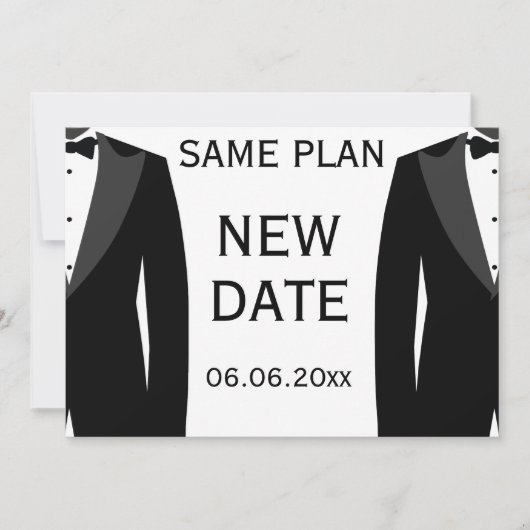 Zelfde plan Nieuwe Datum Zwart-witte homepage Save The Date (Voorkant)