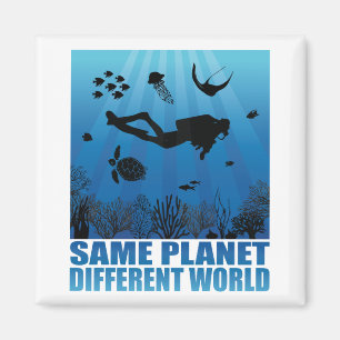 Zelfde planeet Verschillende World Scuba Diver Magneet