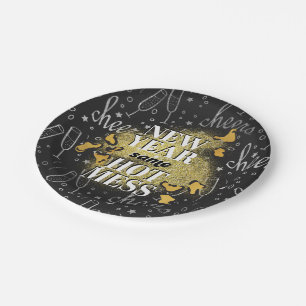 Zelfde warme Mess Black en gouden glitter-kaas Papieren Bordje