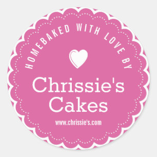 Zelfgebakken met liefde bakkerij paarse gepersonal ronde sticker